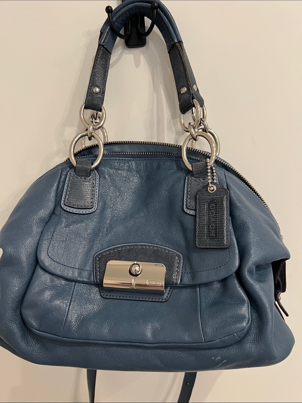 Coach 19296 Kristin Blue Leather Crossbody Satchel - Picture 16 of 16